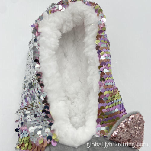 Ladies Sherpa Slipper Socks Thick Winter Indoor Cute Fuzzy Ballerina Slippers Manufactory